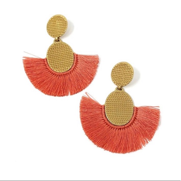 INDIA HICKS NWT GOLDEN FAN EARRINGS CORAL - Picture 1 of 4